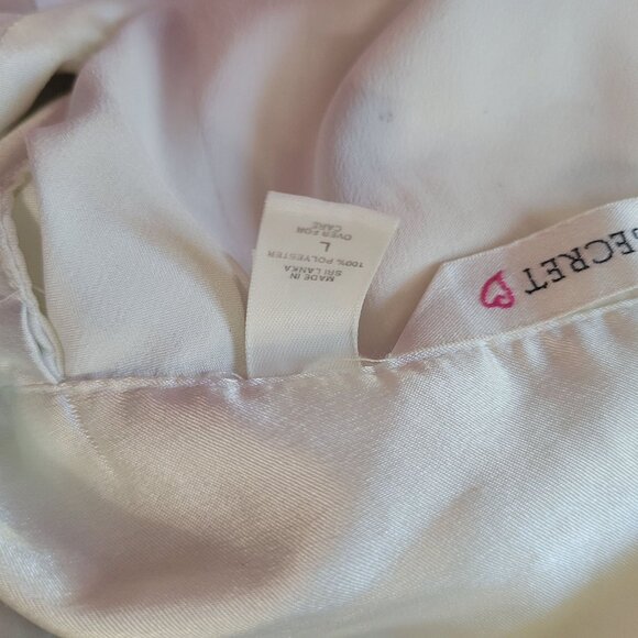 Victorias Secret White Satin Button-Down Long Sleeve Nightshirt L - Picture 6 of 7